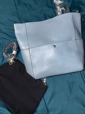 NWOT Zitahli Lgt Gray Blue Leather Hobo Shoulder Bag Tote w/ Straps & Free Dust*